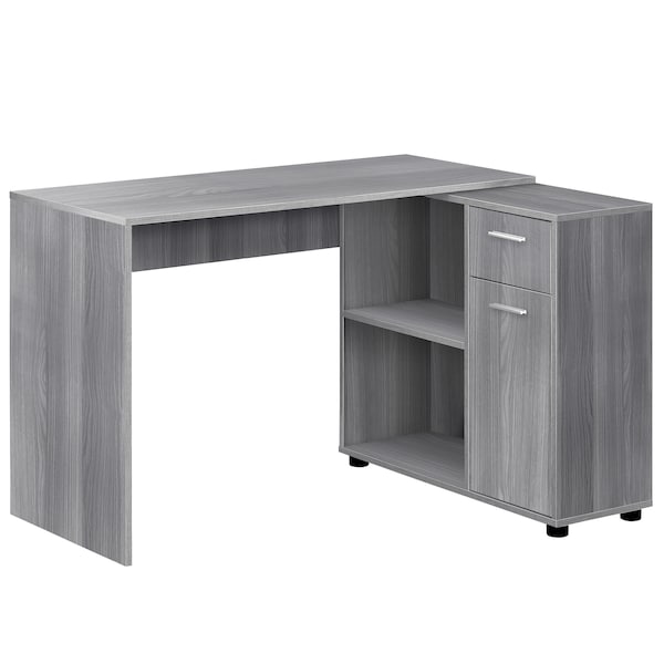 Computer Desk, Home Office, Corner, Storage Drawers, 46"L, L Shape, Work, Laptop, Laminate, Grey